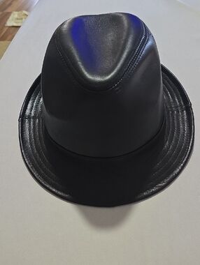 Classic Dark Brown Leather Fedora Hat